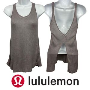 Lululemon Grey Open Back Split Tank Top Lightweight Knit